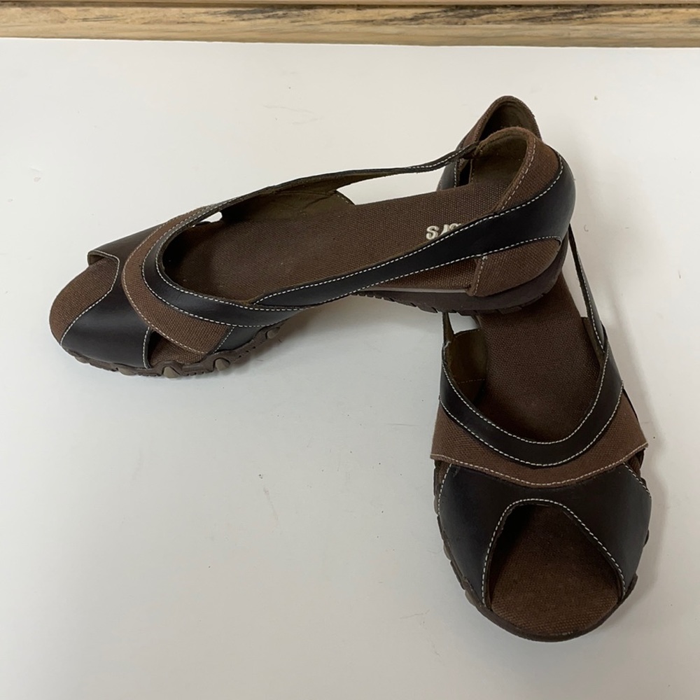 Skechers New Leather Peep Toe Flats #46482 Sz 9
